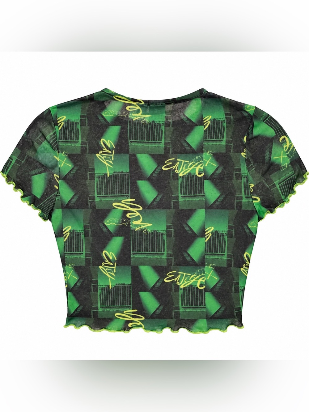 ASOS Collusion Geometric Crop Top in Green & Black Size Medium